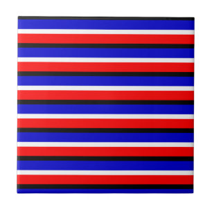 Red Blue Stripes Pattern Design Ceramic Tile