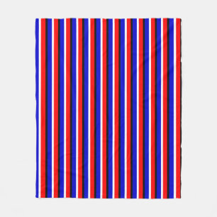 Red Blue Stripes Pattern Design Fleece Blanket
