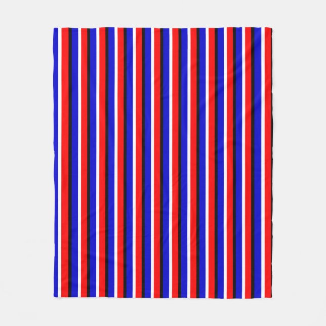Red Blue Stripes Pattern Design Fleece Blanket (Front)