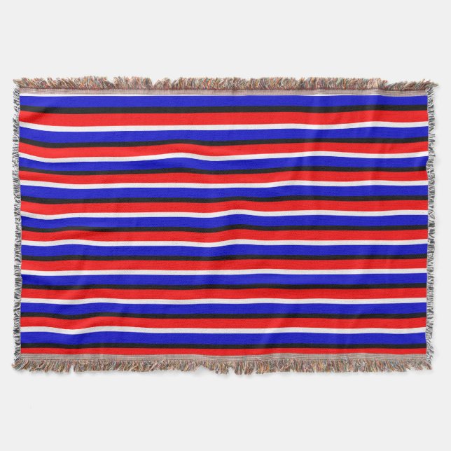 Red Blue Stripes Pattern Design Throw Blanket (Front)