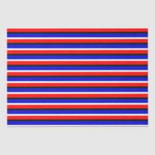 Red Blue Stripes Pattern Design Tissue Paper