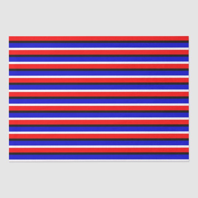 Red Blue Stripes Pattern Design Tissue Paper (Front)
