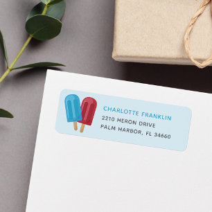 Red & Blue Summer Popsicle Return Address Label