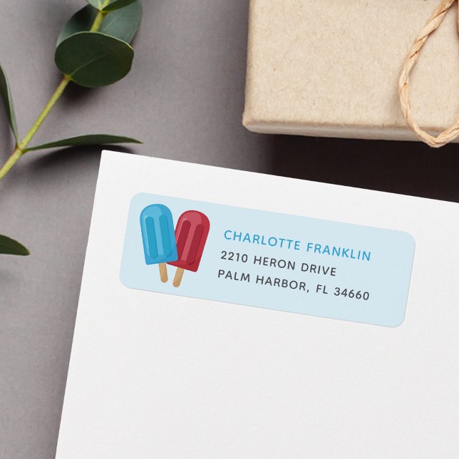 Red & Blue Summer Popsicle Return Address Label (Creator Uploaded)