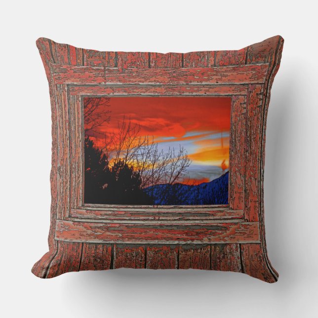 Red blue sunset cushion (Front)