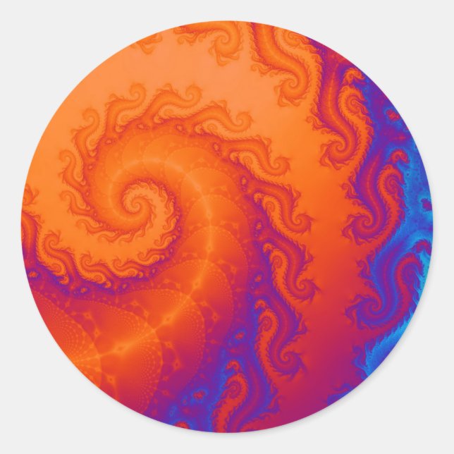 Red/Blue Swirl Classic Round Sticker (Front)