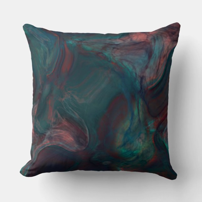 red, blue, teal and Purple Marble abstract Cushion (Front)