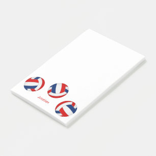 red blue team colours personalised volleyball post-it notes