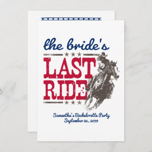 Red & Blue The Bride's Last Ride Invitation