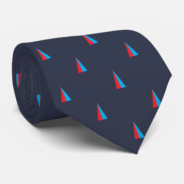 Red Blue Triangle Neck Tie (Rolled)