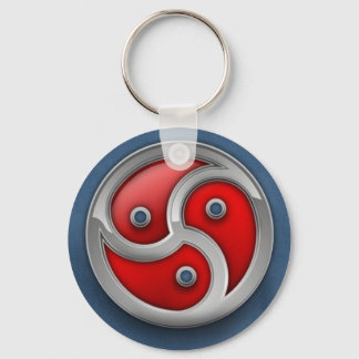 red blue triskellion key ring