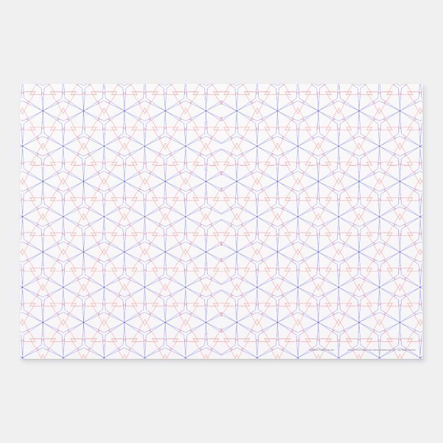 Red Blue Tulip Buds Wrapping Paper Sheet (Front 3)