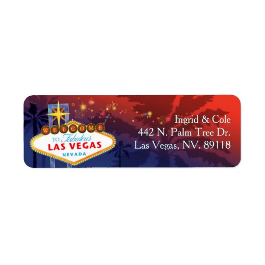 Red + Blue Unique Las Vegas Wedding Return Address Label