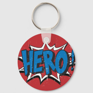 Red & Blue Vintage Hero Graphic Super Heroes Cli Key Ring