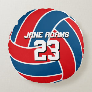Red Blue Volleyball Sports Team USA Round Pillow