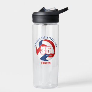 red blue volleyball team colours custom name water bottle