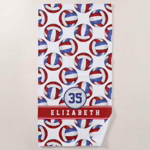 red blue volleyball team colours girls custom beach towel