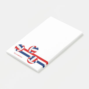 red blue volleyballs custom athlete name post-it notes