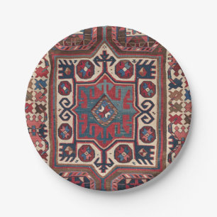 Red Blue Western Santa Fe Cowboy Ornate Paper Plate