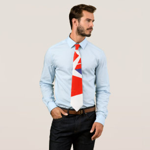 Red Blue White Abstract Art Tie