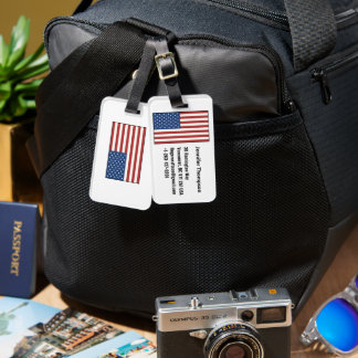 Red Blue White America Flag American Personalized Luggage Tag