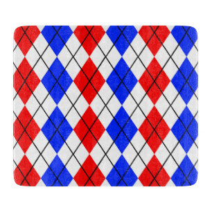 Red Blue White Argyle Diamond Pattern Design Cutting Board