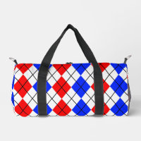 Red Blue White Argyle Diamond Pattern Design 
