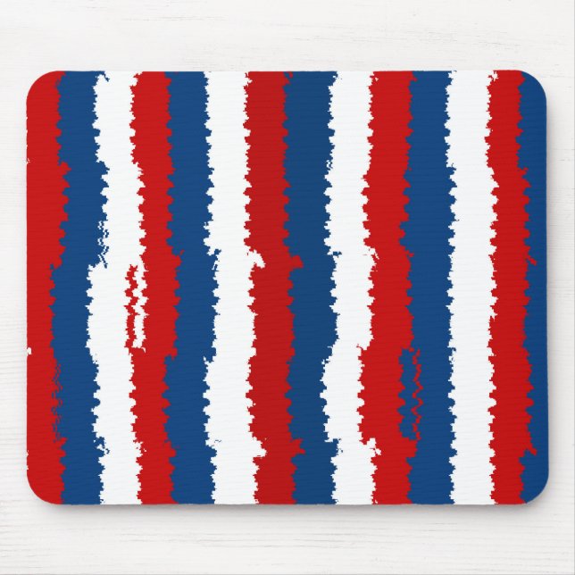 Red Blue White Cool Stripes Mouse Pad (Front)