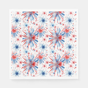 Red Blue White Fireworks Napkin