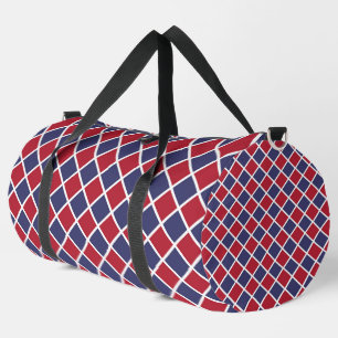 Red Blue White Harlequin Diamond Chequered Large Duffle Bag