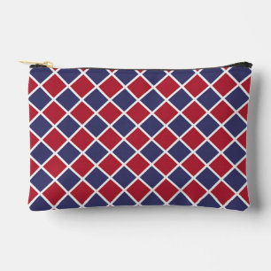 Red Blue White Harlequin Diamond Chequered Pattern Accessory Pouch