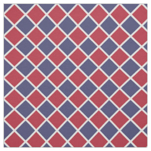 Red Blue White Harlequin Diamond Chequered Pattern Fabric