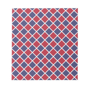 Red Blue White Harlequin Diamond Chequered Pattern Notepad