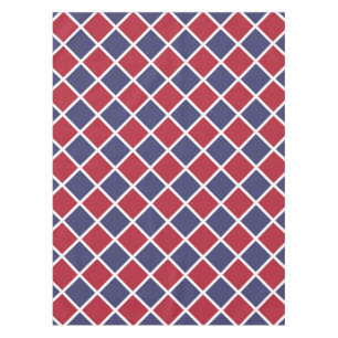 Red Blue White Harlequin Diamond Chequered Pattern Tablecloth