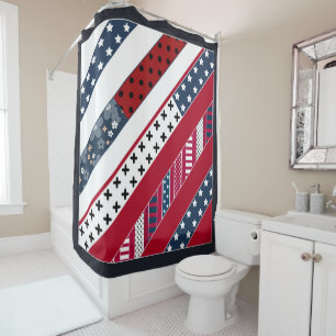 Red blue white national Patriotic background . Shower Curtain
