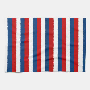 Red Blue White Pattern Tea Towel