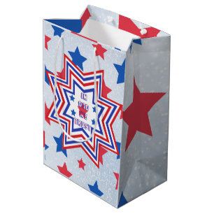 Red, Blue, White Star American Slogan Medium Gift Bag