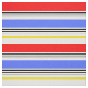 Red Blue White Stripes Design Fabric