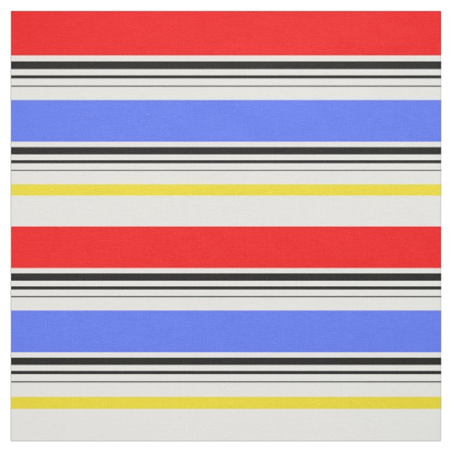 Red Blue White Stripes Design  Fabric (Swatch)