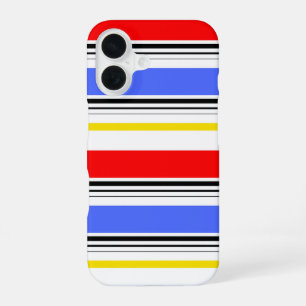 Red Blue White Stripes Design  iPhone 16 Case