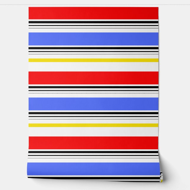 Red Blue White Stripes Design  Wallpaper (Unrolling)