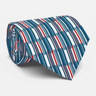 Red Blue White Stripes Tie