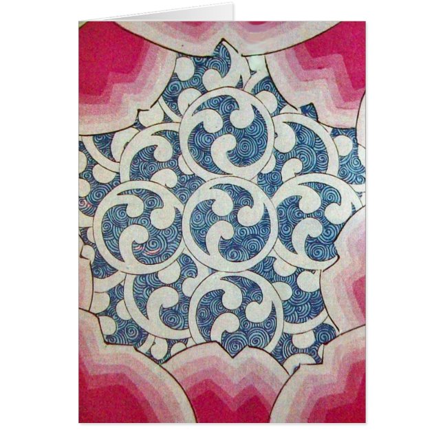 RED BLUE WHITE WAVES, ABSTRACT SWIRLS Japanese (Front)