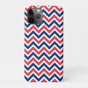 Red Blue White Zig Zag Lines Geometric Baseball iPhone 11 Pro Case