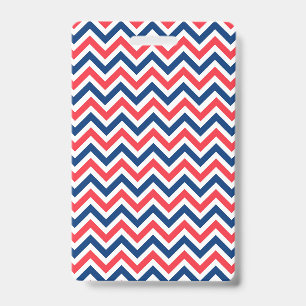 Red Blue White Zig Zag Lines Geometric Baseball ID Badge