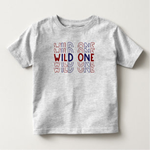 Red Blue Wild One Text Toddler T-Shirt