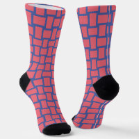 Red Blue Woven Blocks Pattern