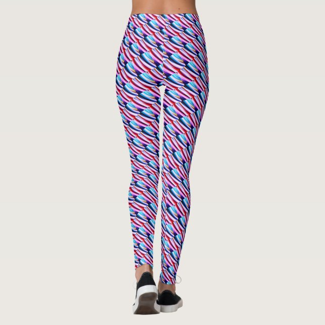 Red Blue Yellow Black Abstract Pattern Leggings (Back)