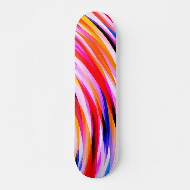 Red Blue Yellow Black Abstract Pattern Skateboard (Front)