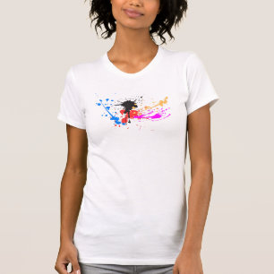 Red, Blue, Yellow, Black, And Magenta Splash Paint T-Shirt